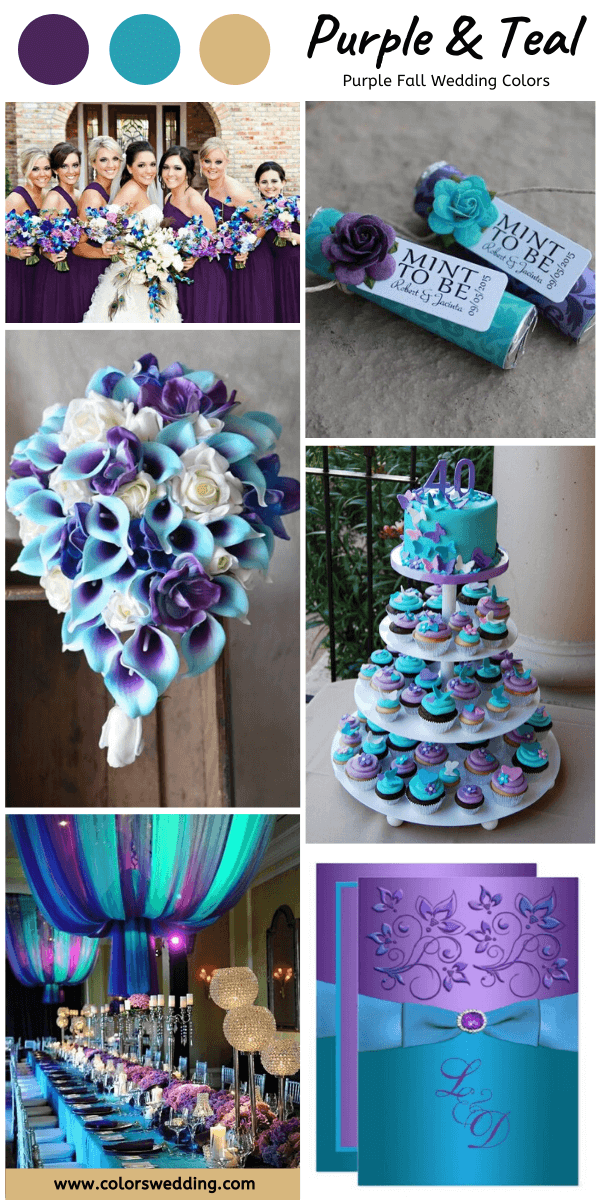 8 Perfect Purple Fall Wedding Color Palettes: Purple + Teal